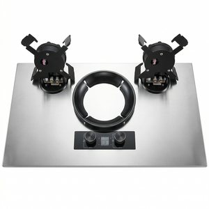 Cuisinière à <span class=keywords><strong>gaz</strong></span> double brûleur encastrable en acier inoxydable avec allumage électronique et protection anti-extinction, usage domestique, puissance 4200W - Product Image 4