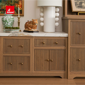 Simple and Clutter-free White Oak Timber Kitchen <strong>Cabinet</strong> with Fluted Reeded Details Inset Door Joinery and Brass Knob Handle - Product Image 5