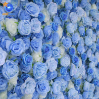 LFB1873-2 Luckygoods Panneau mural de fleurs artificielles 5D, toile de fond de mariage, fleurs bleues, décoration murale
