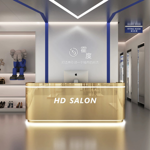 Comptoir de caisse de luxe personnalisé pour salon, bureau de réception de luxe en acier inoxydable, comptoir de caisse en acier inoxydable, bureau de réception en acier inoxydable - Product Image 3