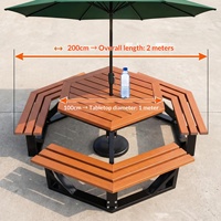 Ensemble table et chaises connectées d'extérieur, imperméable et résistant au soleil, en plastique et bois hexagonal, pour pique-nique, parc, marché nocturne, utilisation multi-personnes
