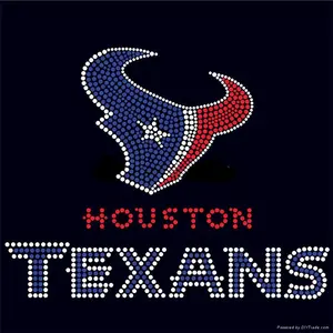 Benutzer definierte Houston Texans Hot Fix Strass Transfer Bling Texans entwirft Wärme übertragung für Kleidung