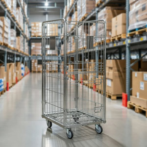 TER Supermarkt Logistiek Transport Opvouwbare Stalen Rolcontainer 500kg Laadvermogen Draadgaas Karretje Goederenopslag Materiaal - Product Image 1