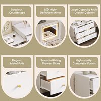 Coiffeuse multifonctionnelle blanche réglable avec miroir rabattable, éclairage et 6 tiroirs pour le maquillage