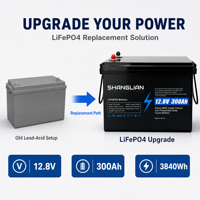 Batería de Almacenamiento de Energía Solar de Ciclo Profundo LiFePO4 Shanglian de 12.8V 300Ah con BMS, 3.84kWh, IP65 Impermeable, 4000 Ciclos