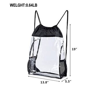 Sac à dos unisexe écologique en PVC transparent avec cordon de serrage Nouveau sac de fitness à la mode pour hommes femmes Shopping Utilisation sur mesure 23L - Product Image 2