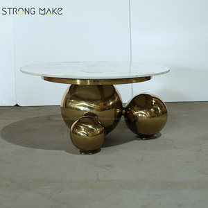 <span class=keywords><strong>Mesa</strong></span> De <span class=keywords><strong>Centro</strong></span> moderna De mármol para sala De estar, mesita De <span class=keywords><strong>Centro</strong></span> redonda De lujo con Accent dorado, venta al por mayor - Product Image 4