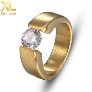 Luxury <b>Rings</b> Round CZ Crystal Zircon <b>Ring</b> for <b>Men</b> Women Black Gold <b>Silver</b> Color Stainless Steel Engagement Anniversary - Product Image 2