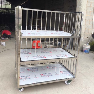 호텔 스테인레스 세탁 메쉬 보안 바퀴 롤링 트롤리 카트 보관 카트 다기능 사용 3 단 - Product Image 6