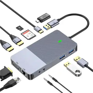 محطة إرساء USB 11in1 OEM محول ثنائي HDM I DisplayLink شاشة ثلاثية USB C محطة إرساء للكمبيوتر المحمول متوافقة مع M2 M1