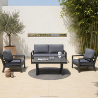 Ensemble de canapé 2 places en aluminium OSMEN Dubbo, 4 pièces, table basse, design moderne, résistant aux intempéries pour jardin, terrasse