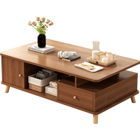 Table basse carrée simple et moderne avec rangement, idéale pour les espaces de détente