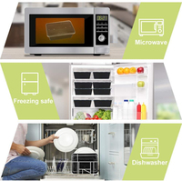 Loncheras Rectangulares de Plástico Transparente Negro, Aptas para Microondas, Libres de BPA, con Tapa, para Preparación de Comidas, Ecológicas, Biodegradables y Reciclables