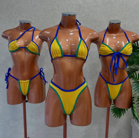 Ensemble bikini 2 pièces personnalisable imprimé animal pour femme, avec haut dos nu et string, maillot de bain d'été anti-UV à séchage rapide, vente chaude
