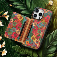 Étui portefeuille Denior en liège gaufré à motif floral avec support, anti-traces de doigts, compatible avec tous les modèles 17/16/15/14/13/12/11