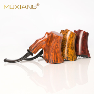 Muxiang Handmade Briar Wood Smoking Pipe Bent Type With Vulcanized Rubber Mouthpiece Tobacco Pipe For Men - Product Image 2