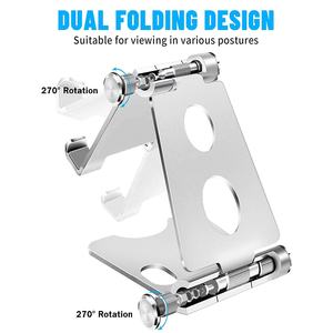 回転式電話スタンド折りたたみ式調節可能なスマートフォンスタンドホルダー360タブレットサポートデスクトップメタル携帯電話スタンドピンク - Product Image 5