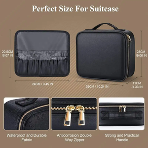 Bolsa Organizadora de Maquillaje de Escritorio de Cuero PU con Espejo Iluminado, Bolsa de Maquillaje de Viaje de Lujo con Caja de Almacenamiento de Cosméticos Personalizada - Product Image 1