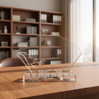 Trophée en cristal artistique avec incrustations de pierres précieuses, cadeau haut de gamme pour les occasions spéciales