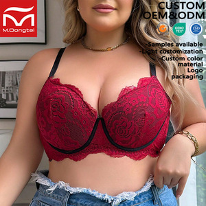 Reggiseno Plus Size da Donna Senza Ferretto Traspirante in Pizzo Trasparente con Ricamo Floreale, Chiusura a Tre Gancetti e Spalline Regolabili - Product Image 1