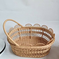 Grand chariot de marche pour bébé en rotin tressé vintage, écologique, fait main, multifonctionnel, avec panier de rangement et poignée