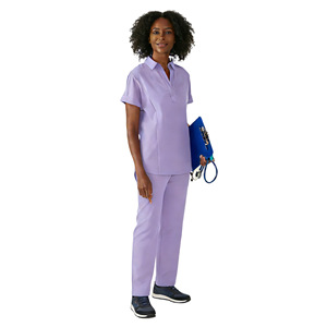 Unisex Hospital Scrub Suit Split Set Rose Red Light Purple Royal Blue Navy Blue Light Green Wine Red HZM-191 Woven Fabric - Product Image 5