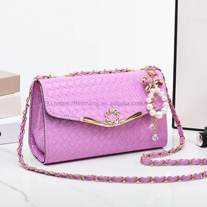 New Fashion Women's Bag Trendy Girl Portable Diagonal Span Luxury Bags Women <b>Handbags</b> With Pearls Pendent - Product Image 6