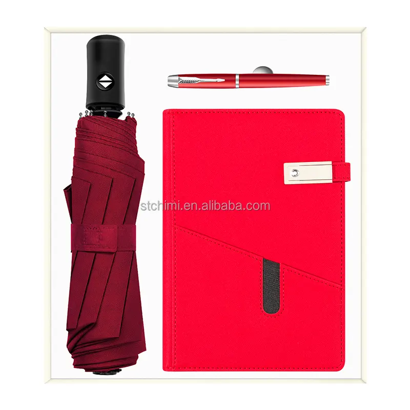 Hoge Kwaliteit A5 Opslag Notebook Vlakte Dagboek Giveaways & Metalen Pen & Paraplu Aangepaste Souvenir Relatiegeschenken