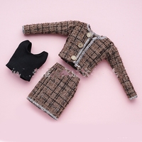 Ensemble de vêtements pour poupée de 30CM (11 pouces), style dame élégante, manteau et robe, trois pièces, pour poupée à l'échelle 1/6.