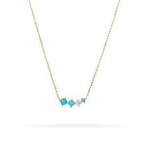 Collares de Joyería Fina CANNER Versátiles de Plata de Ley S925 con Incrustaciones de Turquesa Blanca y Circonita 5A, Diseño Curvo Simple - Product Image 1