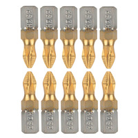 Jeu de tournevis magnétiques à double tête Phillips, revêtement titane, embout hexagonal 1/4 pouce, kit de tournevis à chocs en acier S2
