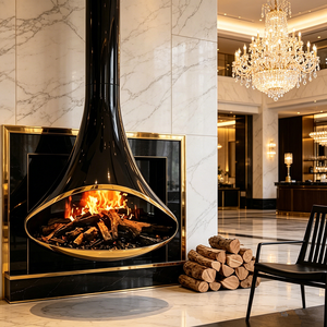 Chimenea <span class=keywords><strong>de</strong></span> Lujo Integrada con Efecto <span class=keywords><strong>de</strong></span> Llama Realista, Brillo Ajustable y Diseño Seguro para Resort, Hotel, Vestíbulo o Villa - Product Image 1