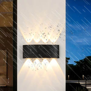 Aplique de pared moderno para interior y exterior, impermeable, negro, rectangular, para jardín, novedad - Product Image 2