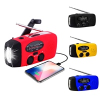 Radio à manivelle 2000 mAh avec lampe torche LED, antenne télescopique et fonction d'alerte météo pour les pannes de courant
