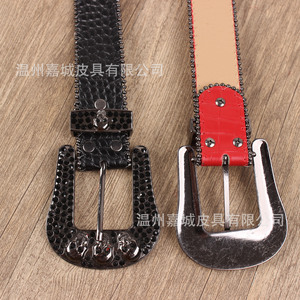 <b>Red</b> Rhinestone Skull <b>Belt</b> Alloy Pin Buckle Hip Hop Style Metal <b>Belt</b> 105cm 115cm 125cm 135cm - Product Image 4