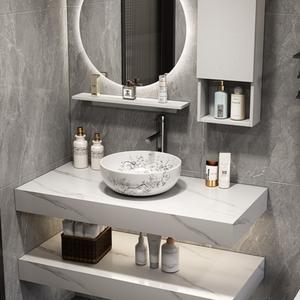 2025 Luxus-Badezimmer-Waschtisch-Set, Wandmontiert, Inklusive Arbeitsplatte mit Becken und Marmor-Waschtisch - Product Image 4