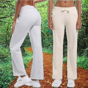 Pantaloni Harem da <span class=keywords><strong>Donna</strong></span> Autunno Inverno a Vita Media con Elastico, Eco-Friendly, Tinta Unita, Gamba Larga, in Pile, Comodi e Casual - Product Image 2
