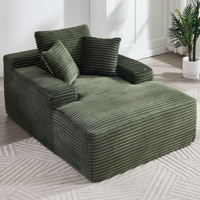 Chaise longue modulaire en velours côtelé à larges côtes, canapé paresseux en mousse compressée avec accoudoirs et coussins