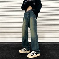 Jeans baggy personnalisés pour homme, bleu clair délavé, denim ample, jeans respirants pour homme