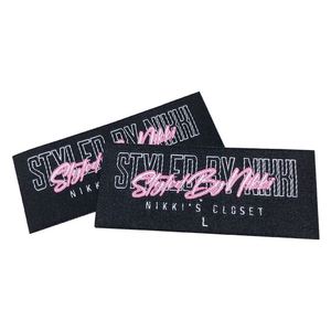 Étiquette de taille de vêtement tissée personnalisée à chaud avec logo de marque, à prix abordable - Product Image 3