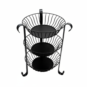 Panier de rangement de cuisine empilable en fil de fer fait à la main en fer moderne avec boucle organisateur de fruits et légumes en métal pour la maison - Product Image 1