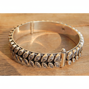 Brazalete de piedras preciosas de circón de Plata de Ley 925, brazalete fino hecho a mano, regalo de joyería de plata - Product Image 1