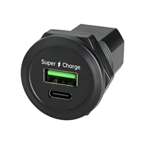 Prise de chargeur USB double port PD36W QC3.0 12/24V avec LED bleue intégrée, charge rapide pour moto, voiture, camping-car