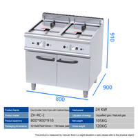 Équipement de cuisine professionnel, friteuse à gaz à double réservoir 20L*2 avec armoire, friteuse commerciale de grande capacité pour cuisine d'hôtel