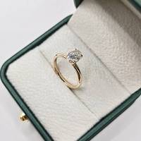 1CT ovale Moissanite haut réglage 2mm bande OV 7.0X5.0mm US 4.00 14k bagues en or jaune pour les mariages