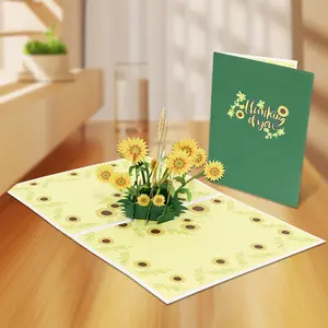 Personalize Thank You 3D Pop Up Cards Greeting Custom Shaped Thank You Cards Bulk Printing Gold With Envelope