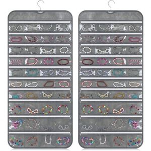 Organizador de Joyas Colgante de Doble Cara, Bolsa de Almacenamiento de Tela No Tejida con 80 Bolsillos y Cierre para Pendientes, Collares y Anillos - Product Image 1