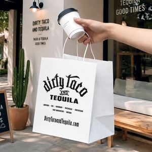 Sac en papier kraft blanc personnalisé, écologique et recyclable, pour tacos et steaks, idéal pour l'emballage alimentaire à emporter (vente en gros) - Product Image 3