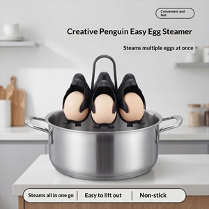Cuiseur à œufs et support pour œufs durs avec cuiseur vapeur, design <span class=keywords><strong>pingouin</strong></span>, pour la cuisine - Product Image 2