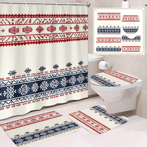 Cortina de Ducha de Poliéster con Estampado de Copos de Nieve Surtidos, Cortina de Baño y Juego de Alfombrillas, Impresión Digital, Venta al por Mayor - Product Image 3